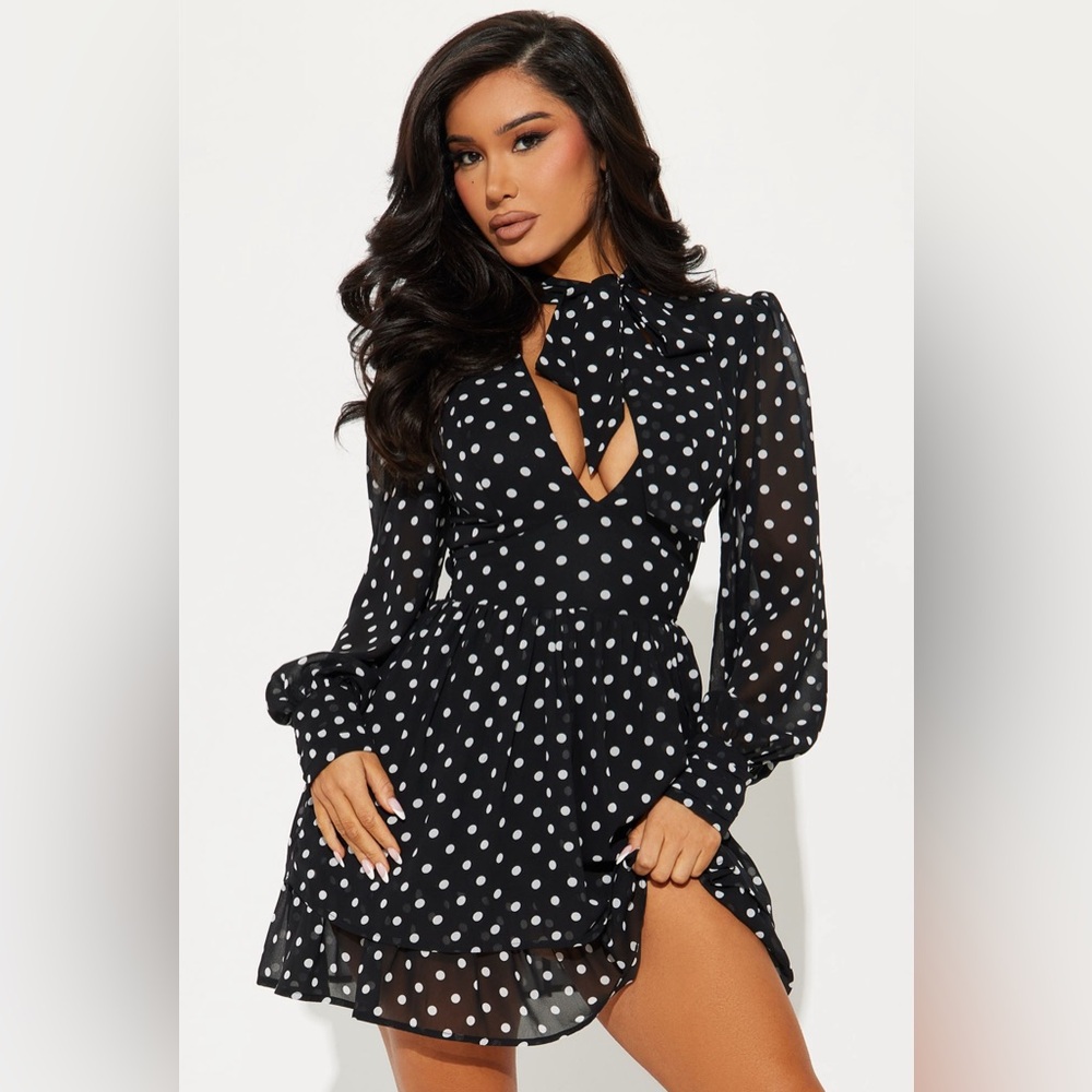 Elegant Black Polka Dot Dress